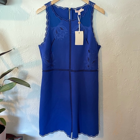 TED BAKER LONDON ROYAL BLUE CODI SCALLOPED DRESS - Picture 2 of 10